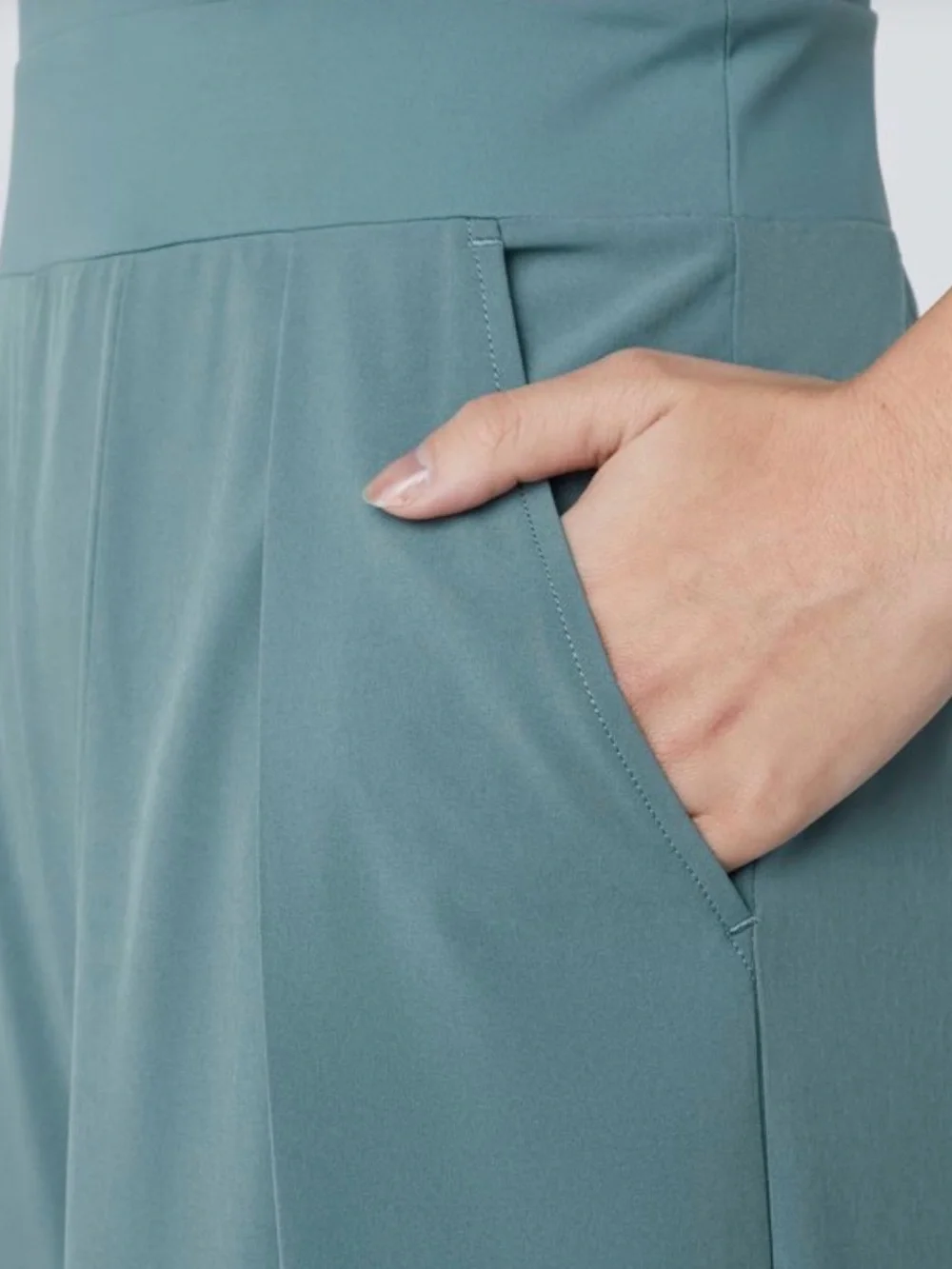 Halara Breezeful Wide Leg Jumpsuit L Blue Green 4-Way Stretch Pockets Coastal - Picture 5 of 11